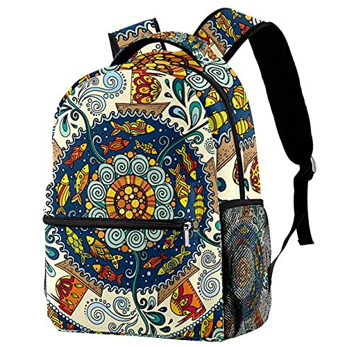 Sac à dos voyage mandala enfant fille garçon avec porte-gourde