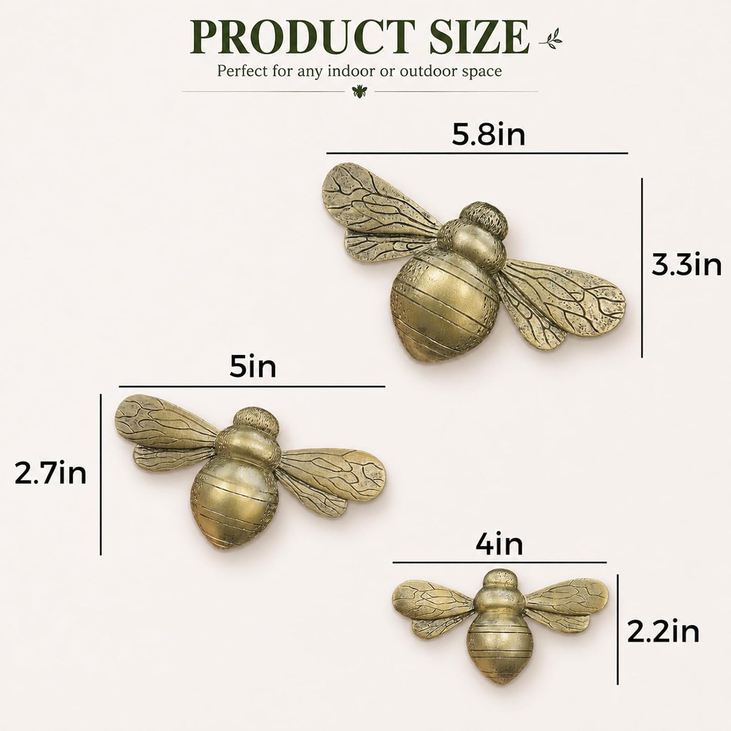 GUSFREUD 3D Bee Wall Decor Set of 3, Antique Copper