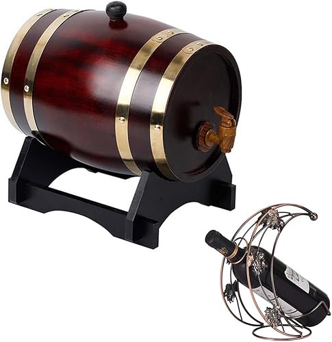 Miniatura 2 de TOVEEM Barril de vino Barril de madera maciza 5L10L20L50L Barril de vino, dispensador especial de barril de vino de madera, vino tinto envejecido o