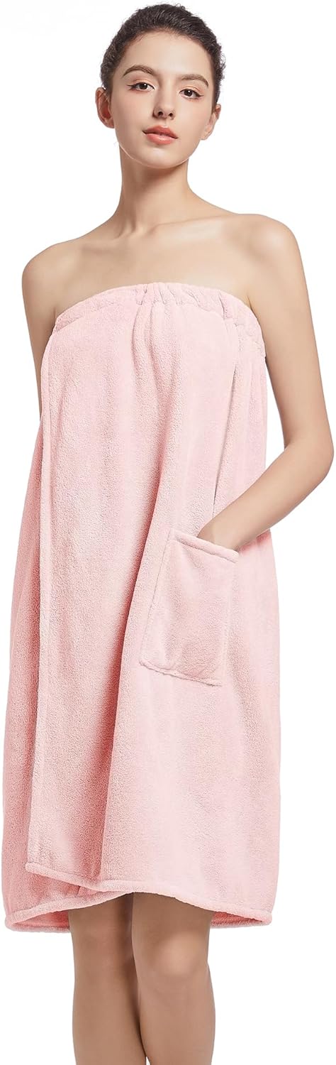 Women'S Soft Wrap Towel Full Length,Bath Robe After Shower Female Plush Long,Spa Bathrobes Lightweight With Pockets