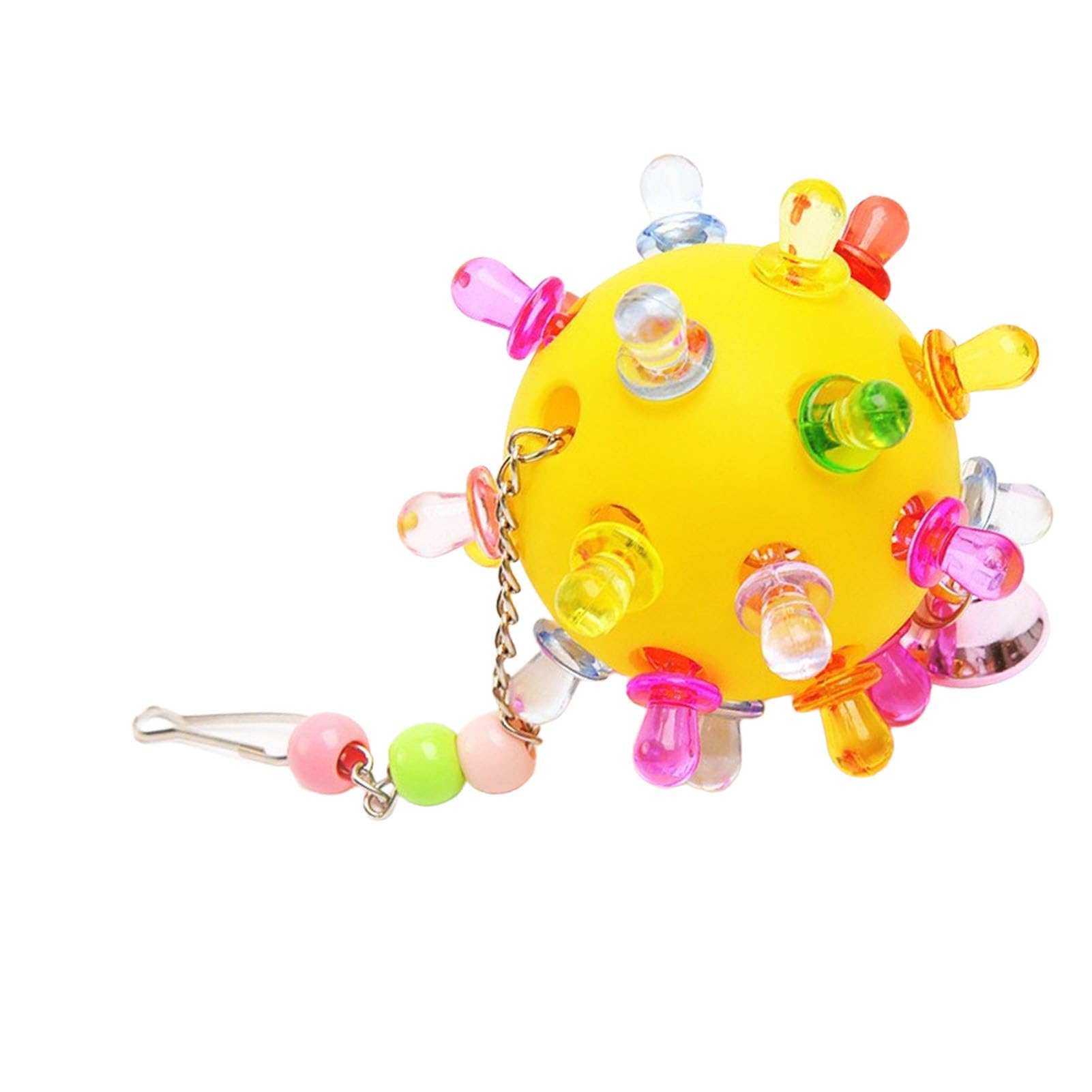 Smandy Parrots Cage Bells Ball, Toys Bird Hanging Ball Parakeet Chewing Treat Toy for Cockatiel Conure Lovebird Dog Puppy Cat Parrots Cage Bells, Plastic Interactive Parakeet (Yellow)