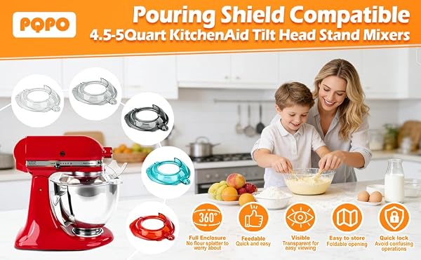 Pouring Chute and Splash Guard for KitchenAid 4.5-5 Qt Tilt-Head Mixers by PQPO - Used condition - Image 7