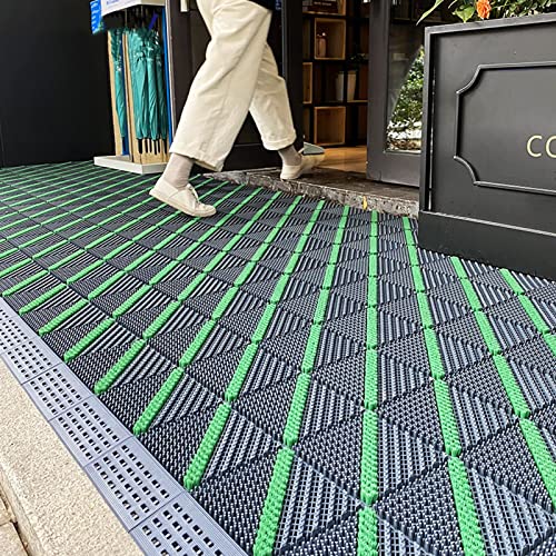 WLCGYD Large Entryway Doormat, Commercial Front Door Mat for Indoor Outdoor Entrance, Heavy Duty Dirt Trapper Mats Non Slip Splicing, Utility Scratch Pad(Green,90x180cm(3ftx6ft))