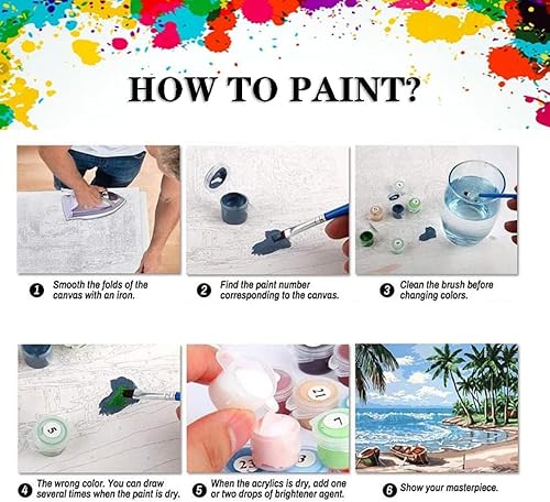 Miniatura 7 de MXCFZX Paquete de 4 kits de pintura Aurora por números para adultos principiantes, bricolaje fácil acrílico para cuatro estaciones, kit de pintura