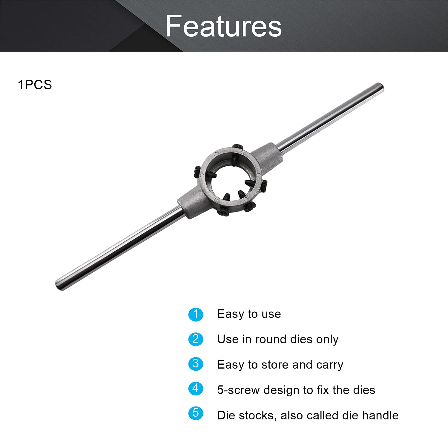Round Die Holder 38mm x 14mm M12-M14 Die Stock Handle Wrench — Amazon image 3