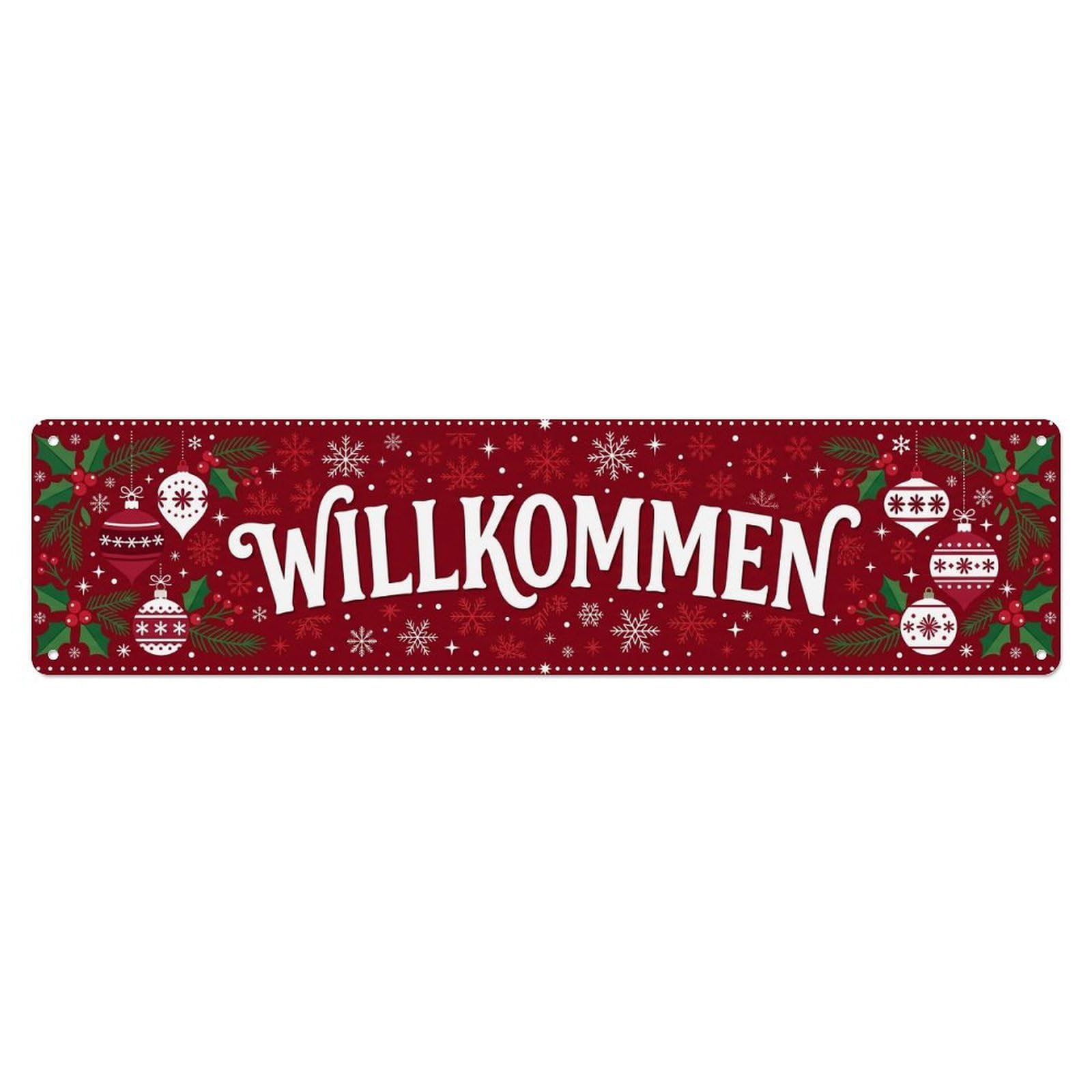 Christmas Holiday Festive Welcome Metal Tin Sign Plaque Wall Decor for Cafe, Club Bar, Office, Home Garden Metal Poster 4x16Inch