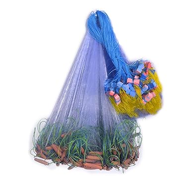 PURKAIT Fishnet 1.5 Finger 35mm GILLNET MUD Sinker, Height 3F, UP Lenght 45F, Down Lenght 90F. Fishing Net (Multicolor)