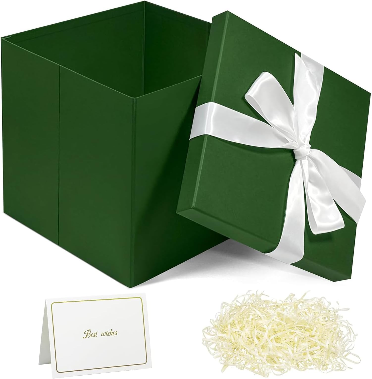 Corsiampoo Large Gift Box 10x10x10 Inches, Green Gift Boxes with Lids for Presents, Package Box for Birthdays, Wedding, Christmas, Graduations, Anniversaries and Valentine's Day