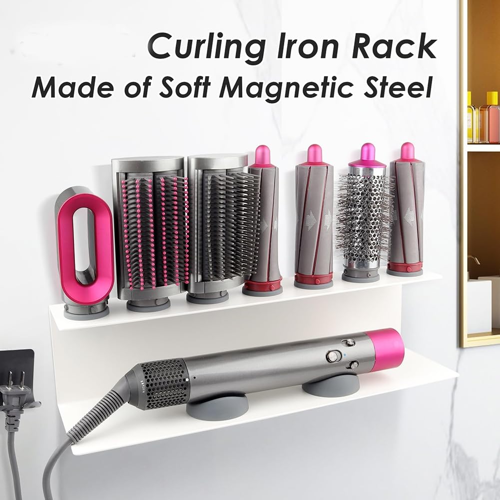 Soporte de Pared para Secador de Pelo, Estante de Almacenamiento para Secador y Rizador de Pelo, Organizador de Baño.