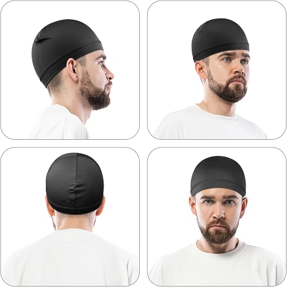 WY LIGHTING LEVEL 3Pcs Skull Caps Soft Lightweight Beanie Hats Moisture Wicking Stretchy Breathable Helmet Liner for Men Women Sports