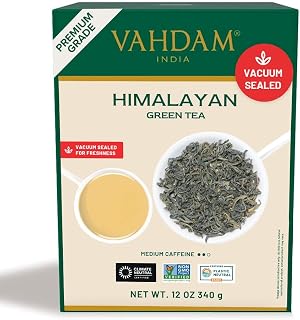 VAHDAM Himalayan Green Tea Leaves - 170+ Cups (12oz) Pure Single-Origin Loose Leaf, High-Elevation Grown, Vacuum-Sealed Fresh