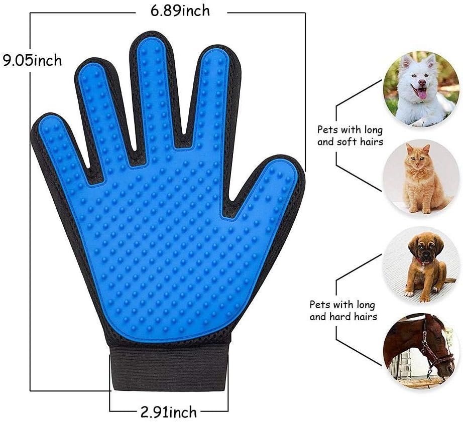 Pet Comb Blue Pet Grooming Glove For Cats Brush Comb Pet Deshedding Bath Glove For Dog Pet Hair Gloves For Cat Dog 3Pcs Right