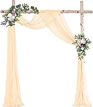 Ghope Sheer Tulle Arch Curtain for Wedding, Sheer Chiffon Drapes, Hanging Decoration for Photography, Party, Ceremony, Gauze Curtain