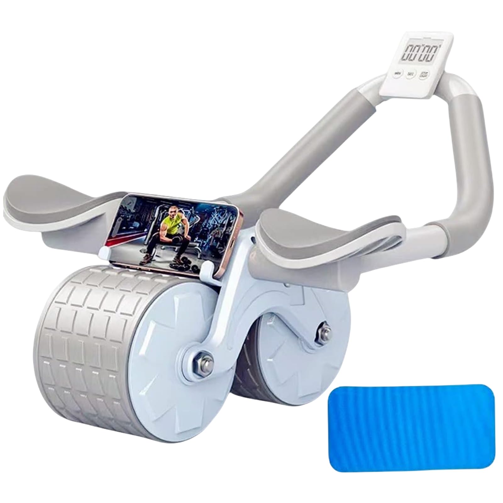 SOOFAM Automatic Rebound Abdominal Wheel, AB Roller with Elbow Support, Abdominal Exercise Roller, Ab Workout Equipment, Dual Wheel Design, Fitness Home Gym Exercise Tool for Abs