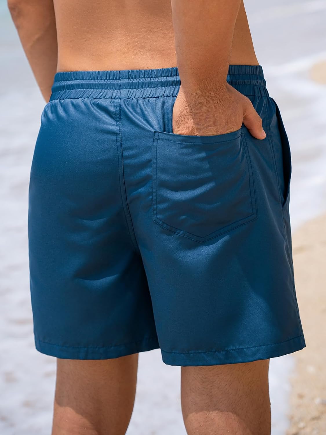 CUPSHE Men's Swim Trunks Board Shorts Mens Swim Shorts, Side and Back Pockets, Adjustable Drawstring Waist