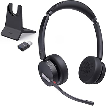 Yealink WH64 Hybrid Wireless Headset with Mic for Work, Dual Mode Bluetooth & DECT Dongle Headset with Charge Stand for PC/Computer/IP Phone/Cell Phones, Teams, Zoom, 492 ft Range, 32H Talk Time
