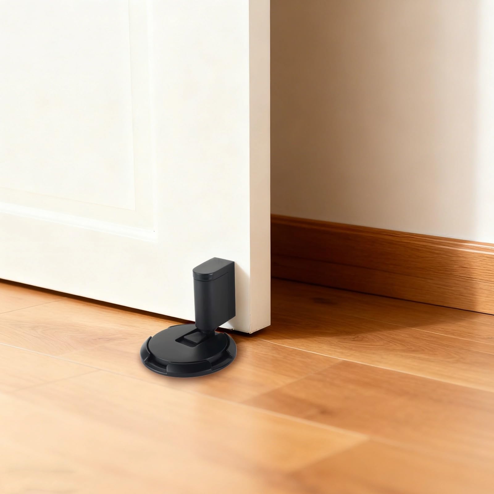 Bloque-porte noir à fixation forte, bloque-porte de sol sans perçage, hauteur 5,6 po / 14,3 cm, butée de porte mécanique discrète pour maison et bureau, protège murs et portes