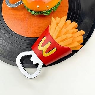 Cartoon Cute Fridge Magnet, Hamburger Fries Egg Tart Bottle Opener, Magnetic Beer Opener (red)