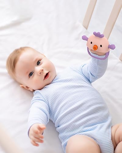 Miniatura 8 de Mordedor de silicona para dentición para bebés de más de 3 meses, mordedor de silicona anticaída, chupete de mano, juguetes masticables para