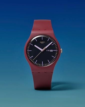 Swatch New Gent Biosourced Unisex Watch Casual Polymer Red Quartz Waterproof Burgundy Berry