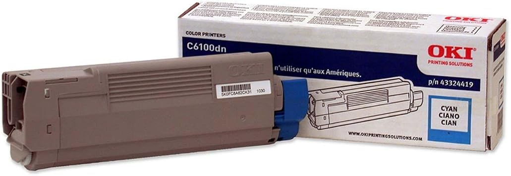 OKIDATA cyan toner cartridge 5k for c6100 series printers 43324419