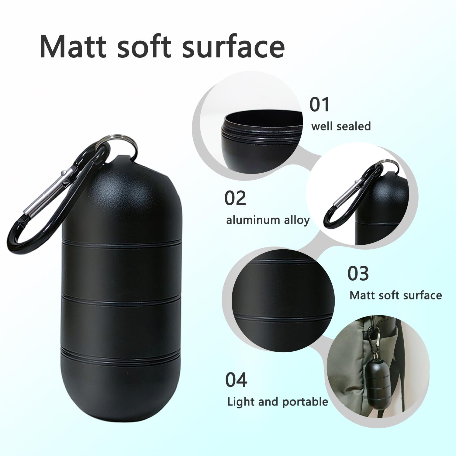 XSGTZMJ Portable Jewelry Holder Keychain Travel Ring Holder 3 Layers Keychain Container with Protective Sponge for Organizing rings, Necklaces, Earrings (Round Black)