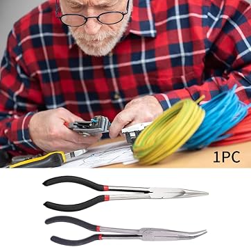 11 Bent Nose Pliers, 45 Degree Angled Tip Extra Long Reach Plier