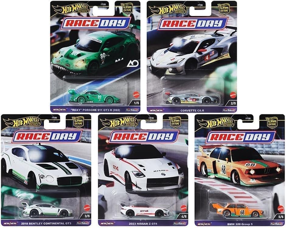 Amazon | Hot Wheelsレースデーカーコレクション、5パックダイキャスト