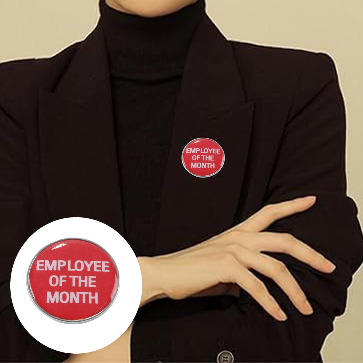 Alide Pin de esmalte rojo, Empleado del mes, Pin de solapa con premio "Jefe divertido", Suministros de incentivos, Broche con botón, Insignia de recompensa laboral