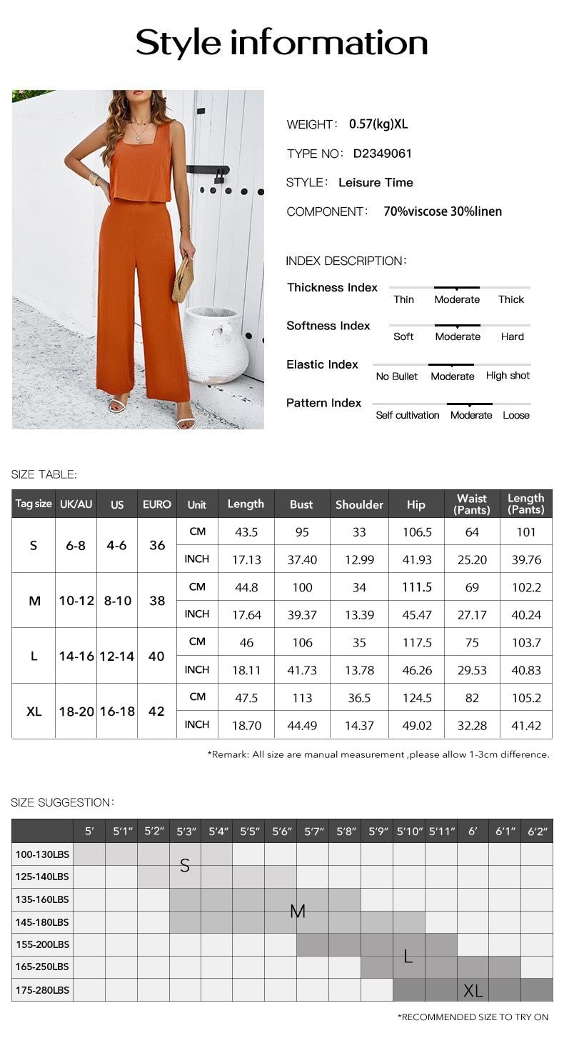 Eleganckie sukienki damskie, dwuczęściowy zestaw z lnu, beżowy, kwadratowy dekolt, kamizelka bez rękawów, pulower, krótki top, elastyczne proste spodnie z wysokim stanem, zestaw D