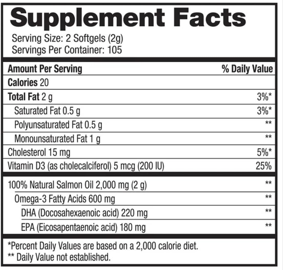 Omega3 Extra Virgin Wild Pure Alaskan's Salmon Oil, 420 Total Softgels, 1000mg, Omega-3 Supplement with DHA & EPA; 2 Packs; Updated Packaging