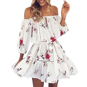 Women Off Shoulder Sundress Floral 