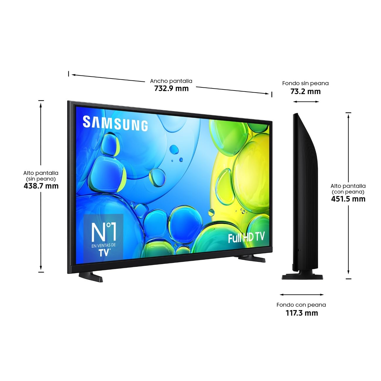 Samsung TV 32 Pulgadas Full HD F6005 4K Smart TV, Más Contraste con HDR, Sonido con OTS Lite, más de 500 Canales TV Plus y Tus Datos protegidos Knox Security