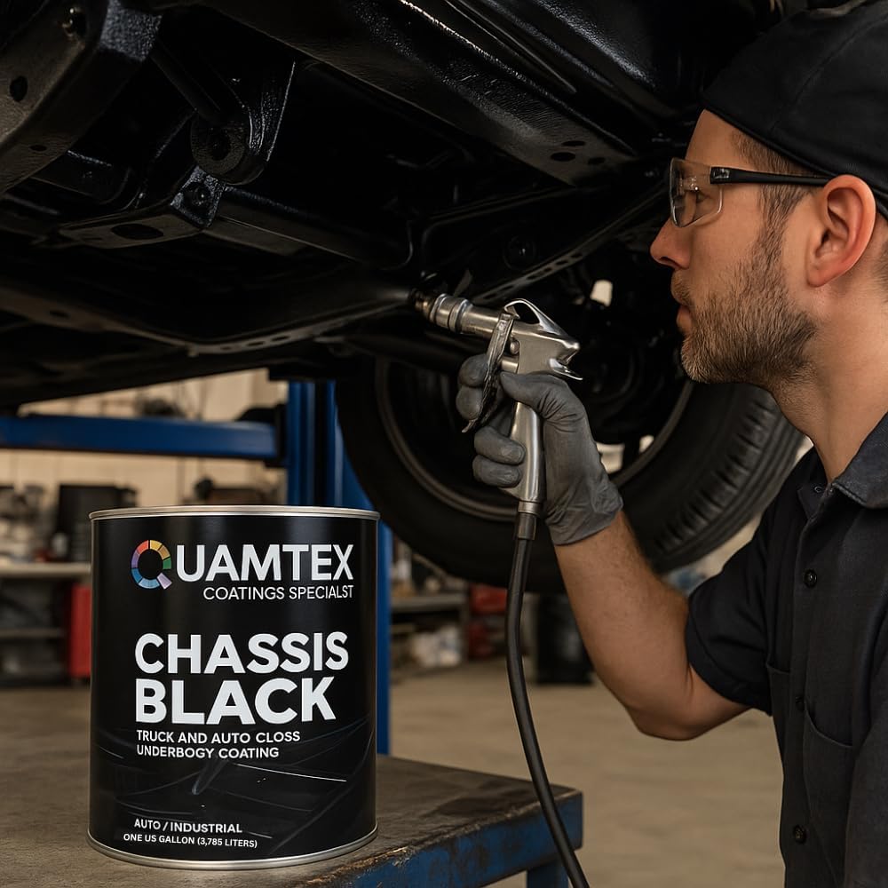 Chassis Black Gloss Underbody Coating – 1 Gallon Auto & Industrial Grade | Durable Rust Protection for Truck & Car Frames | High-Gloss Finish | Professional Automotive Paint