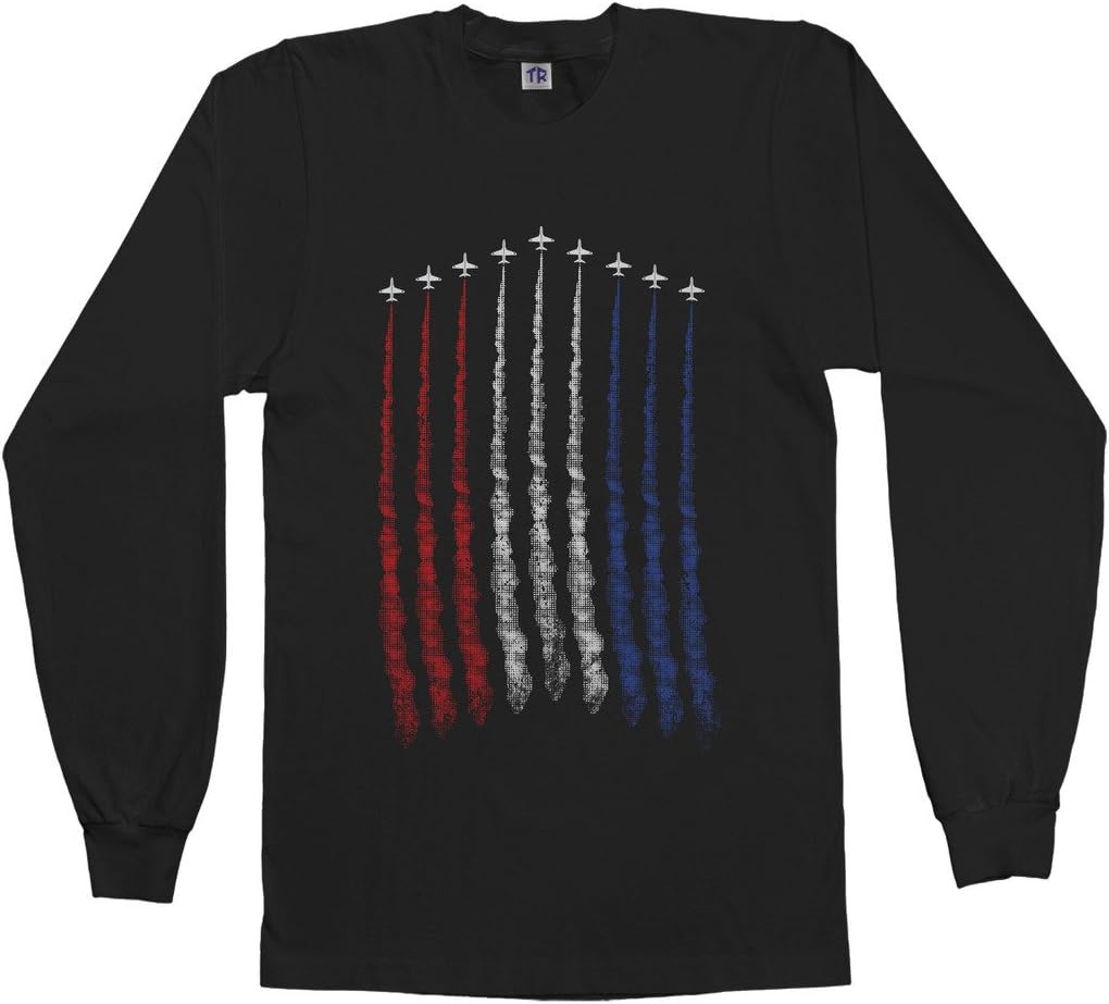 Threadrock Men's Red White Blue Air Force Flyover Long Sleeve T-Shirt
