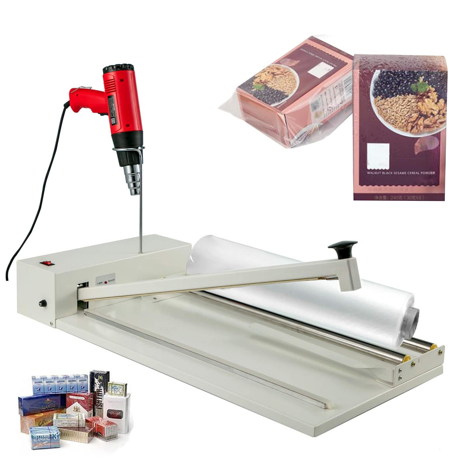 Machine d'emballage thermorétractable 800W avec pistolet thermique réglable pour film PVC
