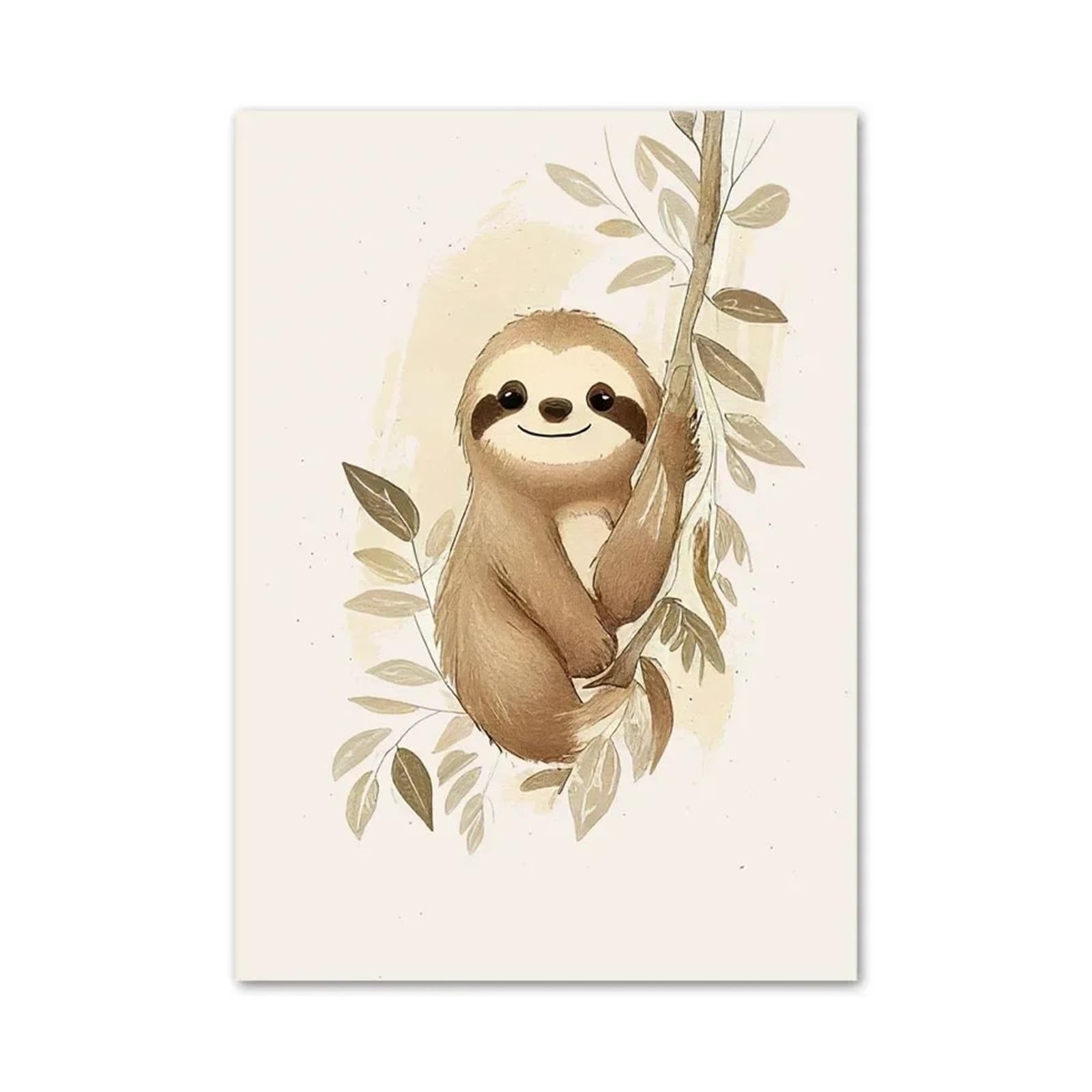 BYAMBD Aesthetic Pictures Smile Lion Sloth Rabbit Tiger Elephant Fox Dog Wall Art Canvas Posters Cute Animals Prints Nursery Home