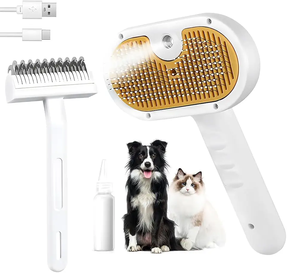 Escova a Vapor para Gatos, Kit de Escova a Vapor 3-em-1 para Pets