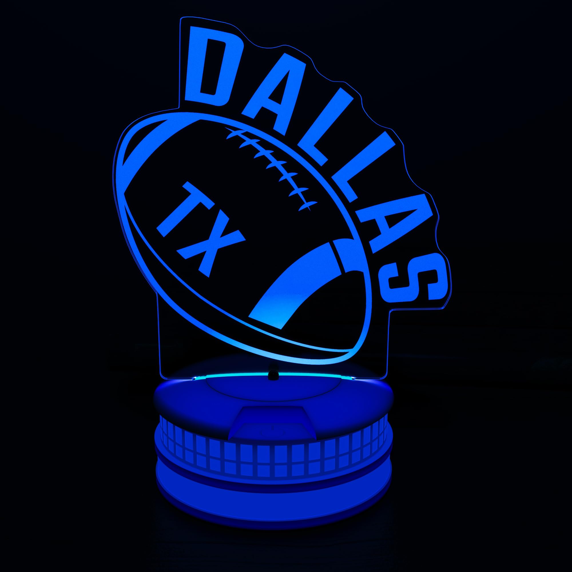 CLORURBANLIVE 3D Football Dallas Night Light 3D Illusion Lamp with Remote Control 16 Color Options Sports Decor Lighting for Fans - Multicoloured OneSize