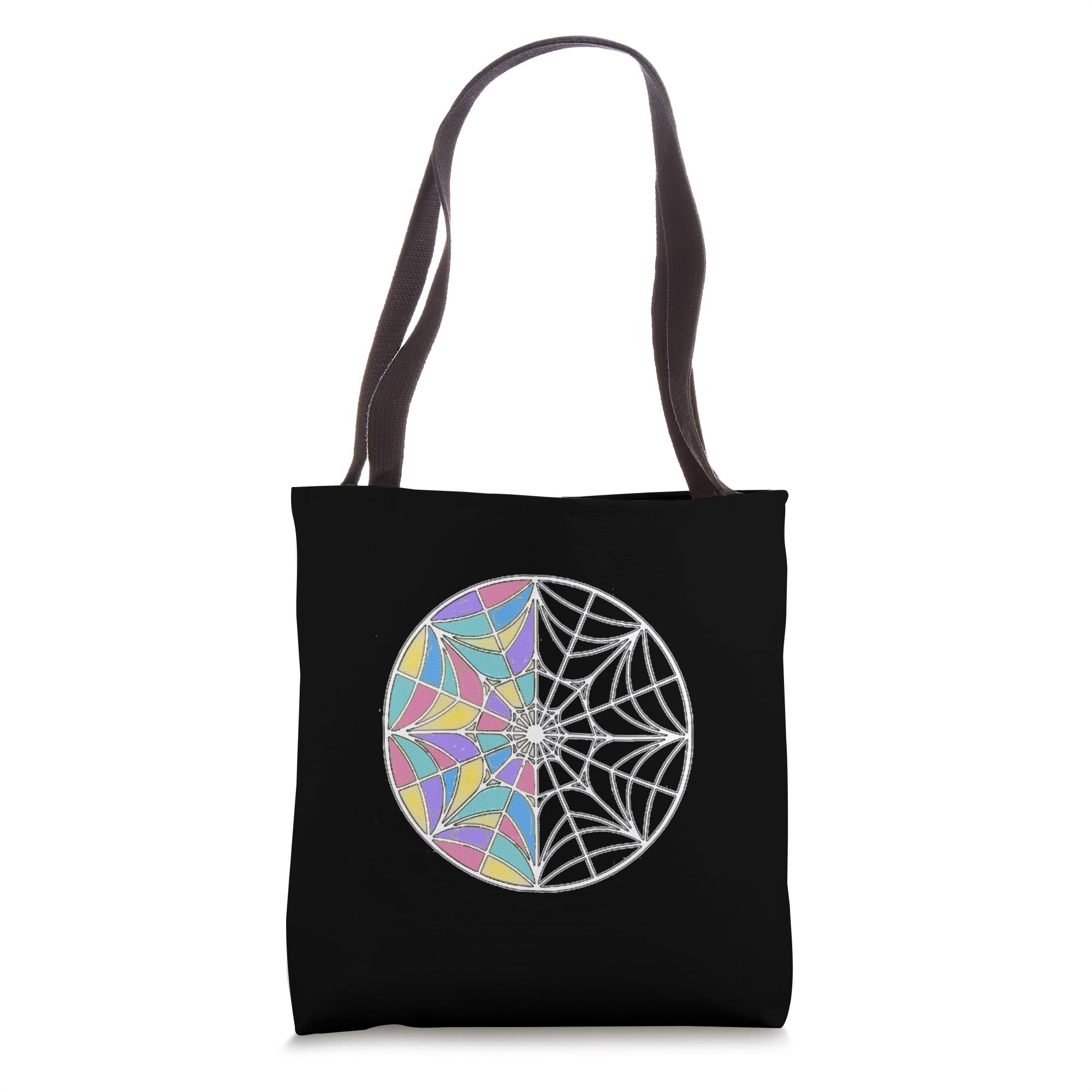 Wednesdays Window Colorful Round Stained Glass Web Window Tote Bag