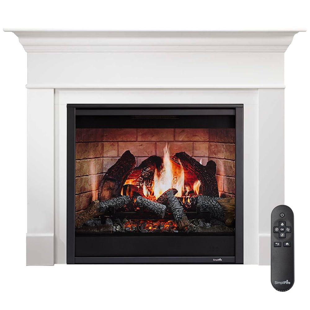 SimpliFire Inception 36-Inch Electric Fireplace Wescott Mantel Package with Folio Front (SF-INC36-SF-FOL-36-SF-MK-WS-INC36)