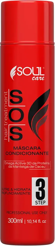 Máscara de Tratamento Capilar Profissional SOS Reconstrução, Cauterização e Antiemborrachamento Pós-Química – Para Cabelos Danificados e Alisados (300g)