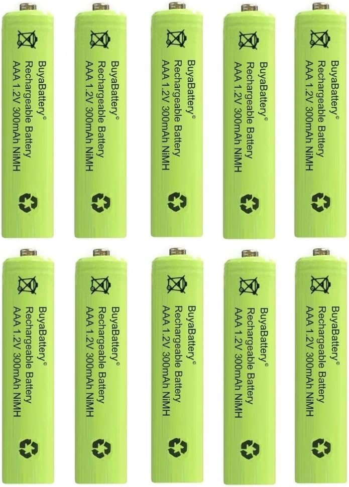 Pack of 10 Buyabattery AAA 300mAh 1.2V NiMH Rechargeable Solar Light