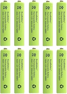 Pack of 10 Buyabattery AAA 300mAh 1.2V NiMH Rechargeable Solar Light Batteries