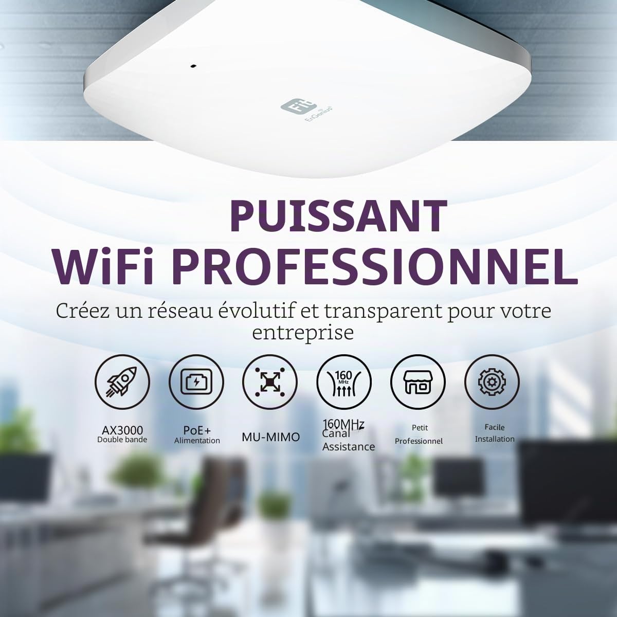 EnGenius Point d'accès sans Fil Wi-FI 6 Dual Band AX3000 | Cloud & App & OnPrem Control Options | WPA3, MU-MIMO, Mesh & Seamless Roaming - EWS356-FIT