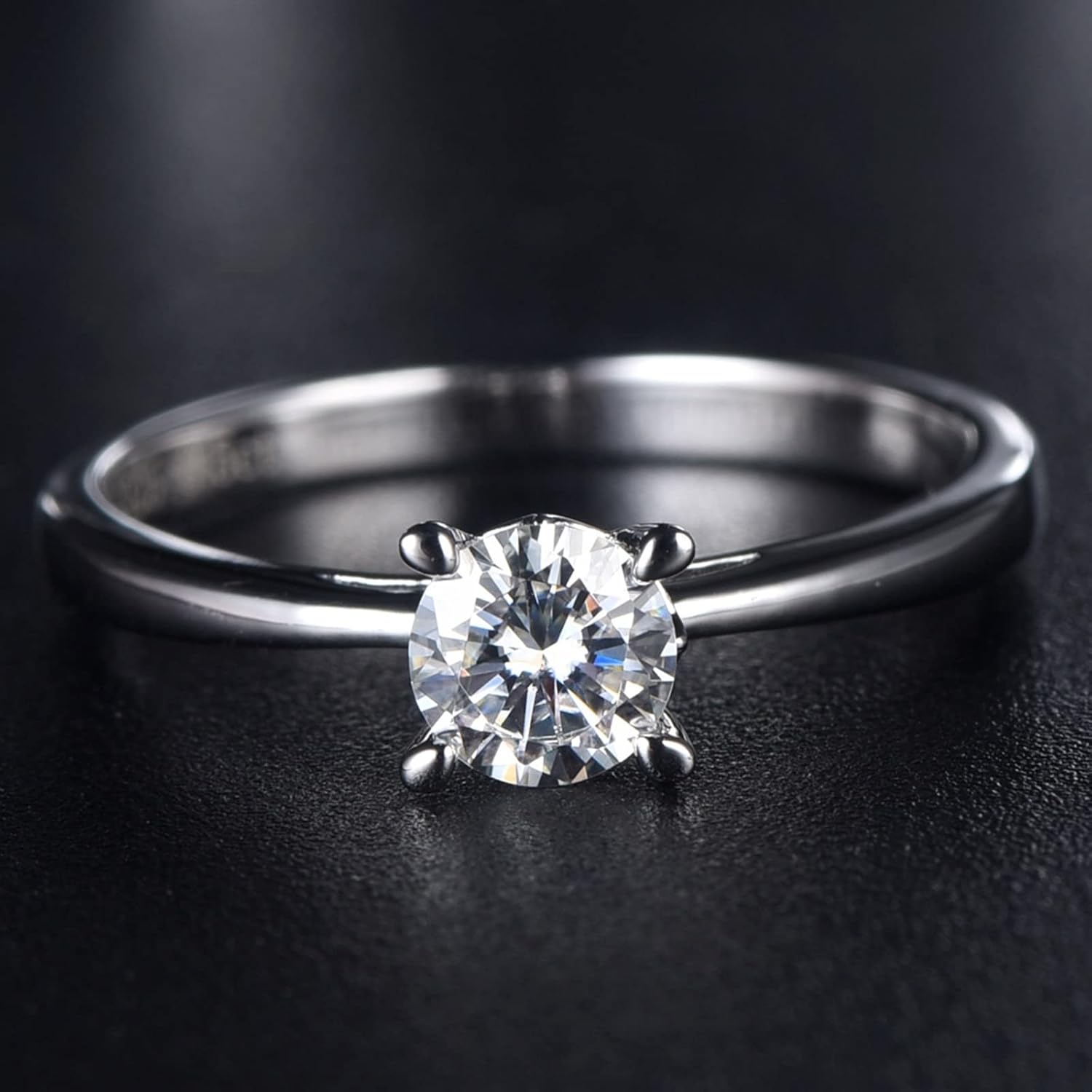 Cute Rings, Engagement Ring for Women Cubic Zirconia Sterling Silver Heart 4 Claw Design Engagement Ring for Women