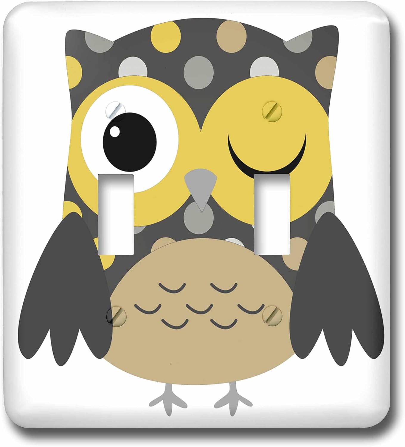 3dRose LLC lsp_61009_6 Cute Yellow Polka Dot Owl 2 Plug Outlet Cover