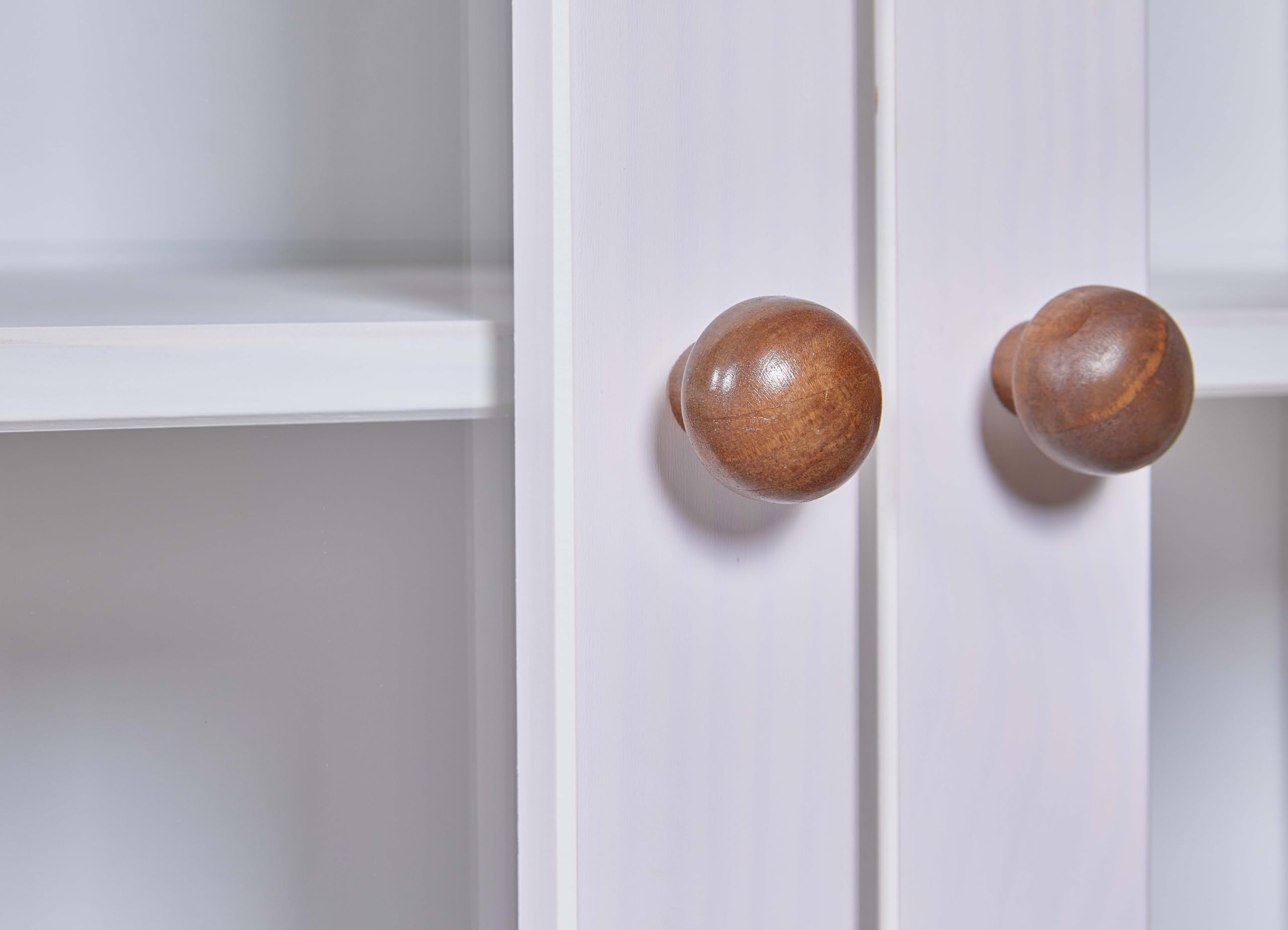 Inter Link – Vitrinenschrank – Buffet-Schrank - Geschirrschrank - Esszimmerschrank - Landhausstil – Vitrine - Kiefer - Massivholz FSC – 2 Türen – 3 Schubladen – 90 x 190 x 38 cm -Westerland 10 – Weiß