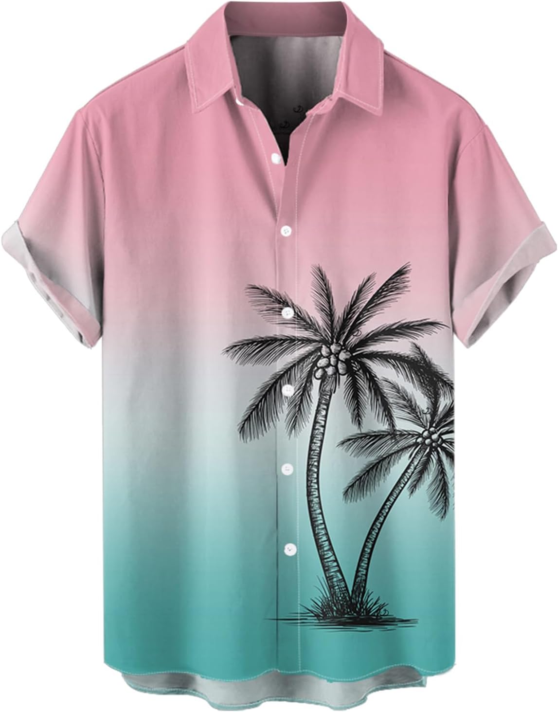 DRESSFO Matchable Couples' Outfit Ombre Coconut Tree Print Button-up Shirt Or Strappy Dress - Image 5