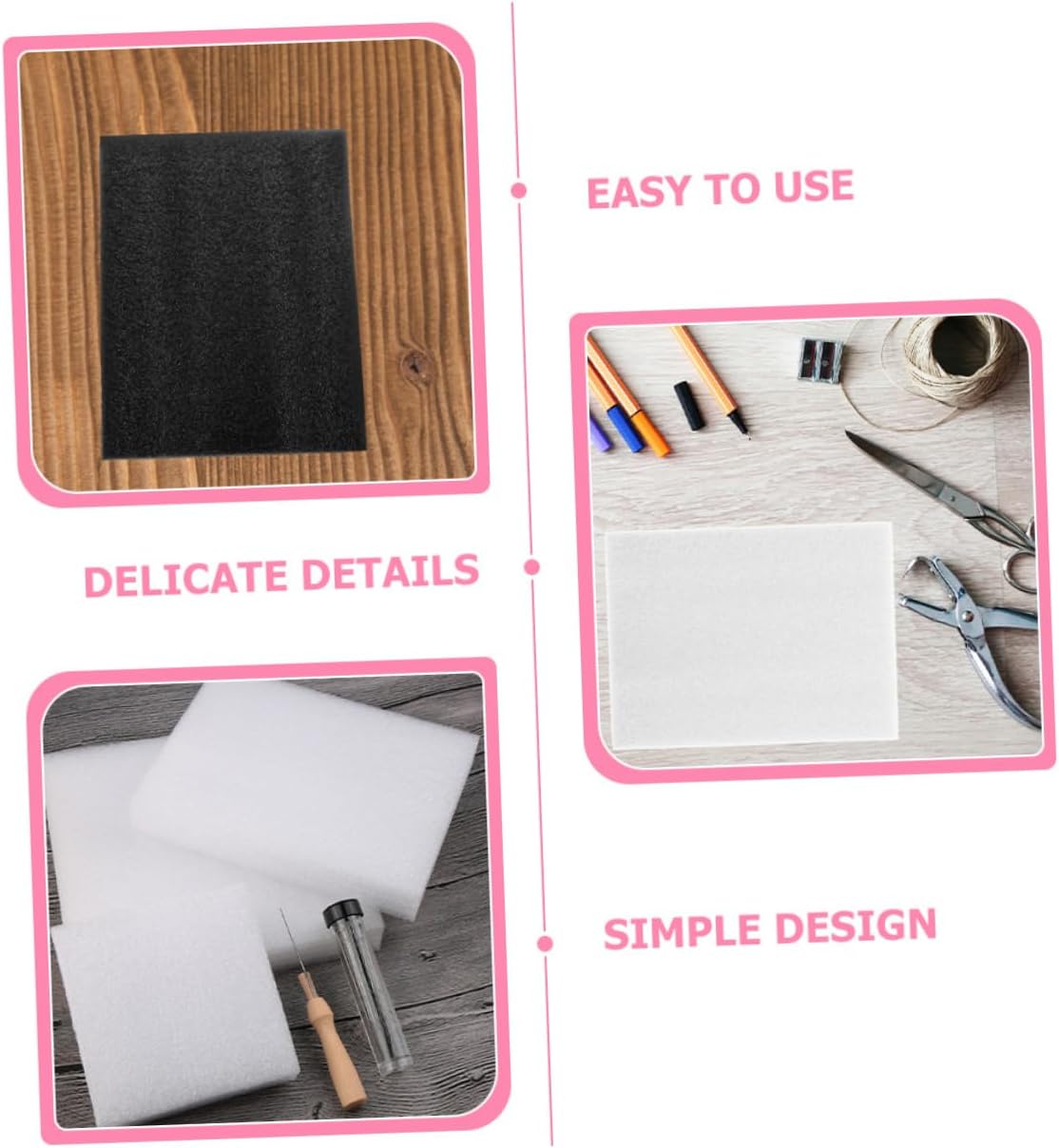 CIMAXIC 30pcs Needle Felting Pad Thickened Foam Mat for Easy Crafting Portable Pin Cushion for DIY Wool Projects White Black Red